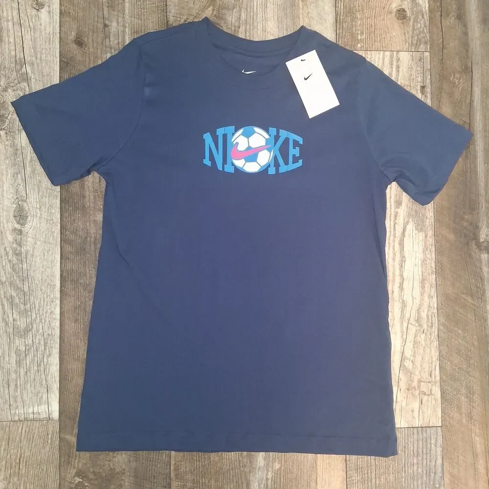 Nike Big Kids Soccer Graphic Tee Midnight Navy Blue XL